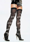 Leg Avenue Opaque Hold Ups with Bitch Print (6672P)