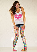 Leg Avenue Opaque Tights With Vintage Flower Print 7416