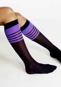 Pretty Polly Opaque Stripe Top Knee Highs