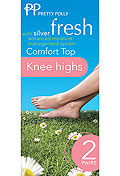 Pretty Polly Silver Fresh Comfort Top Knee Highs (2 Pair Pack)