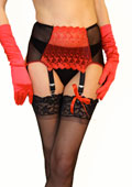 Sassy 6 Strap Red Lace With Hearts Suspender Belt 