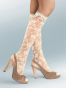 Hudson Fashion Flower Net Knee Highs