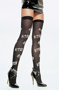 Leg Avenue Opaque Hold Ups with Bitch Print (6672P)