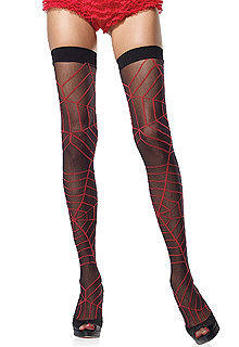 Leg Avenue Sheer Thigh High With Spiderweb Design (6248)