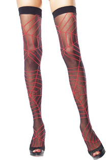 Leg Avenue Sheer Hold Ups with Woven Spiderwebs (6248)