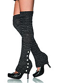 Leg Avenue Lurex Ribbed Leg Warmers with Rhinestone Buttons (3912)