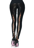 Leg Avenue Wet Look Leggings with Elastic Lace Up Back (13535)