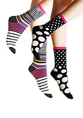 Pretty Polly Silver Fresh Spot and Stripe Ankle Socks
